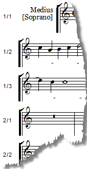 Output page showing Part 1 staves and original loction numbers