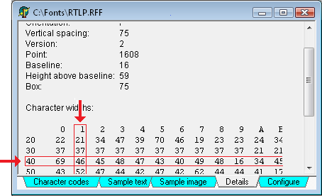 Finding a character's width